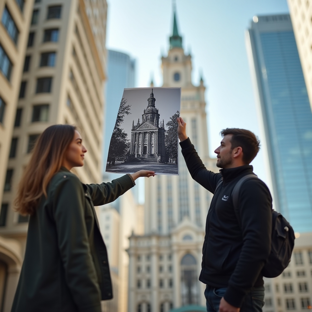 Участники квеста ищут достопримечательность по фотографии